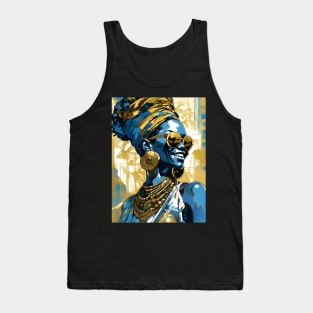 African Woman with Ancient Vibes and Head Wrap Tank Top